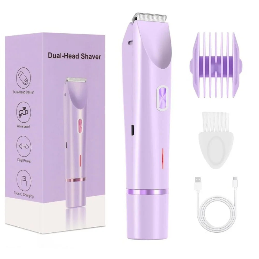 Electric Shaver for Woman Double Head Dual Purpose Female Razor Body Epilator Leg Underarm Bikini Electric Hair Remover Trimmer